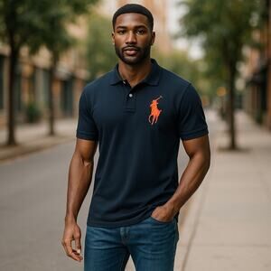 POLO Ralph Lauren Polo Shirt Black Big Logo 2XL